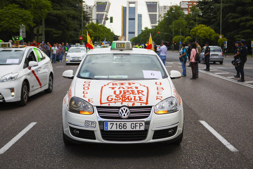 Spanish Taxi Drivers Protest Against Uber Technologies Inc. Taxi App