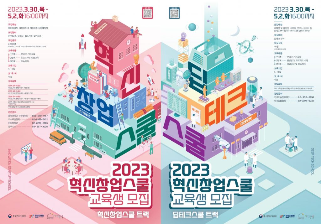 창업진흥원, 2023년 혁신창업스쿨 교육생 모집