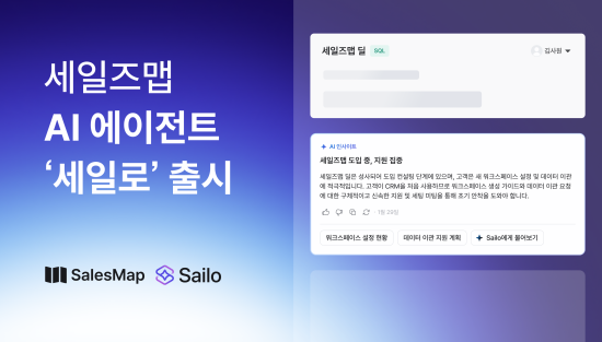 B2B 기업 특화 CRM 솔루션 ‘세일즈맵’, AI 에이전트 '세일로' 출시