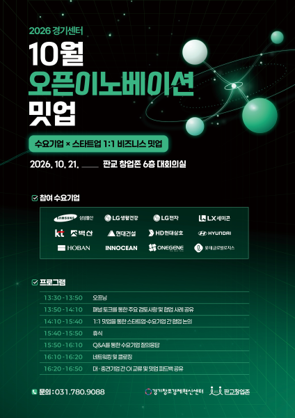 경기혁신센터, ‘10월 오픈이노베이션 밋업’ 개최…37건 매칭 성사